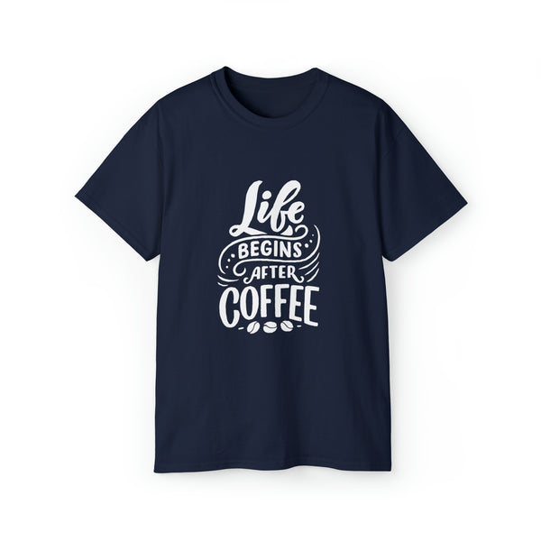 Life Begins After Coffee Unisex Cotton Tee